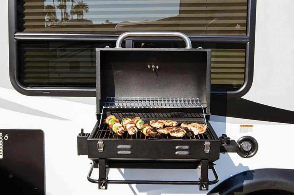 RV mounted gas grill